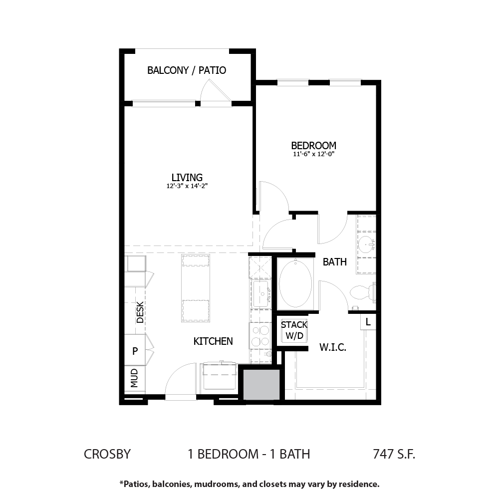 1 BED 1 BATH CROSBY