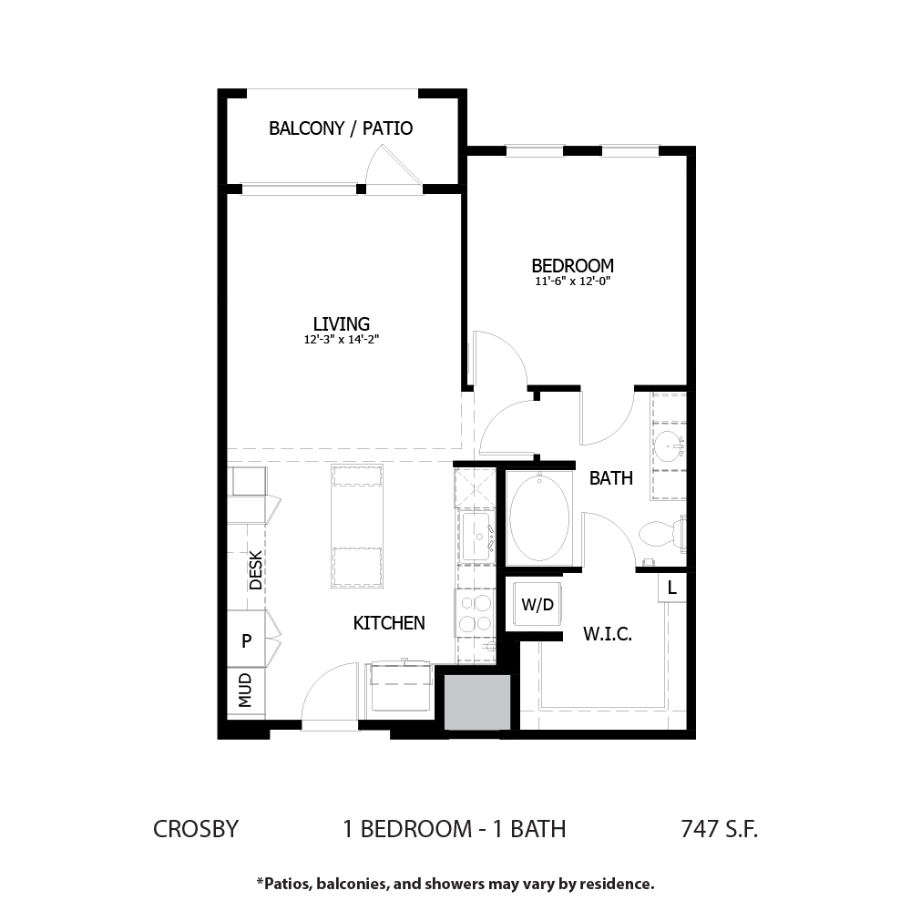 1 BED 1 BATH CROSBY